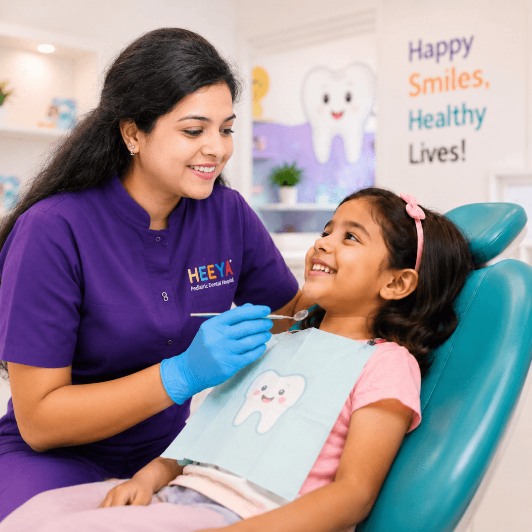 Dentist caring for a child at Heeya